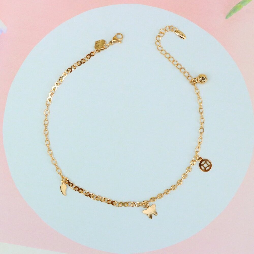"Rose Gold Anklet with Charms & Bell, XPAL1179